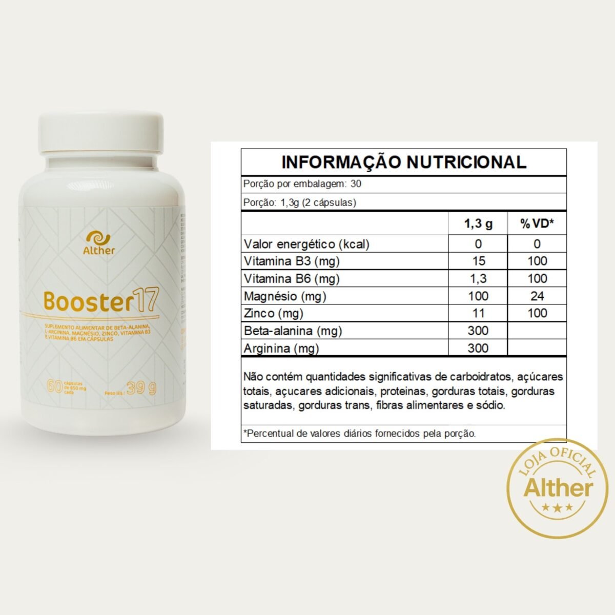 SUPLEMENTO ALIMENTAR ZMA COM L-ARGININA BOOSTER17 60CAP