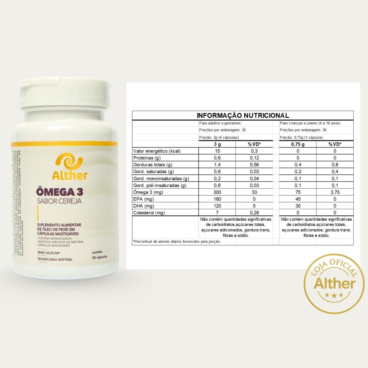 ÔMEGA 3 SABOR CEREJA 30CAP