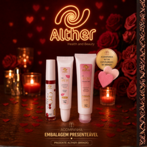 Kit Beijo Perfeito ALTHER | Esfoliante Labial + Gloss + Lip Balm + Brinde